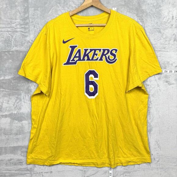 Nike LeBron James #6 Lakers T-Shirt XXL Gold Purple NBA Tee Fan Jersey Baskeball - Picture 5 of 7